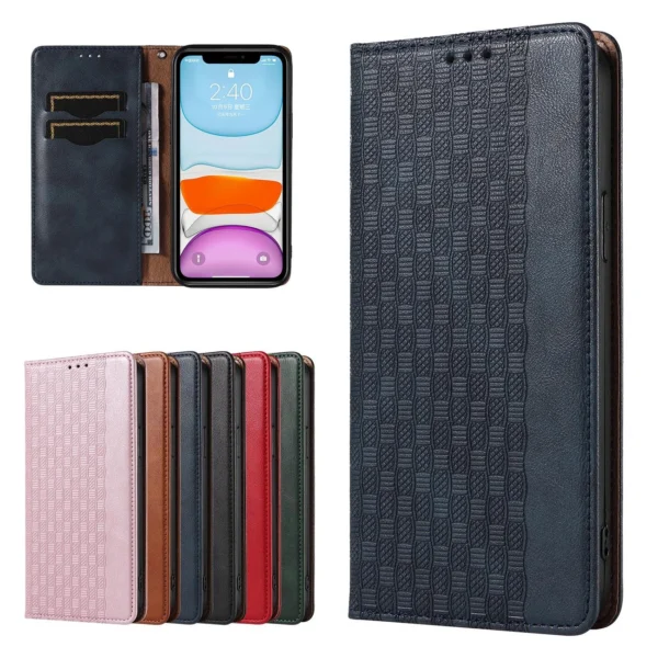 Magnet Strap Case for iPhone 13 case wallet + mini lanyard pendant blueeng