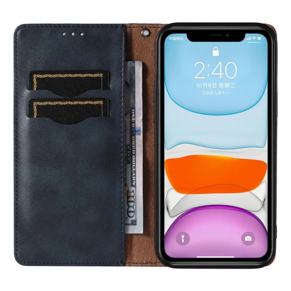 Magnet Strap Case for iPhone 13 case wallet + mini lanyard pendant blueeng