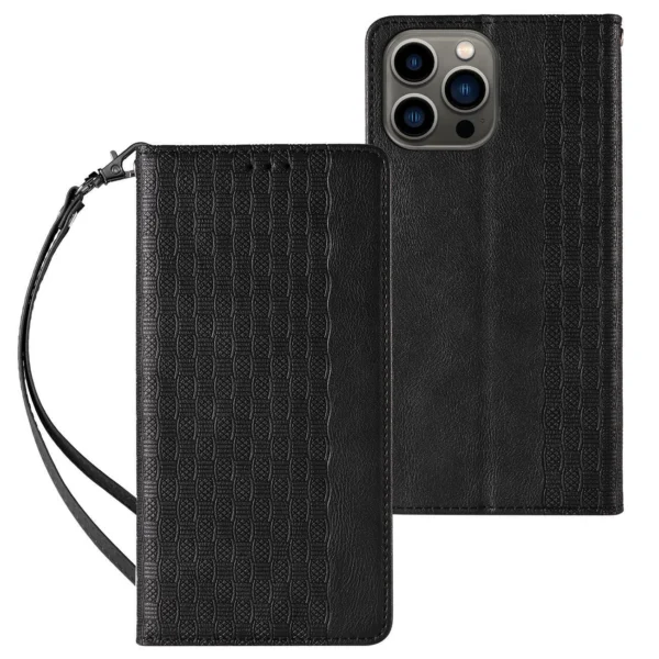 Magnet Strap Case Case for iPhone 13 Pro Pouch Wallet + Mini Lanyard Pendant Blackeng