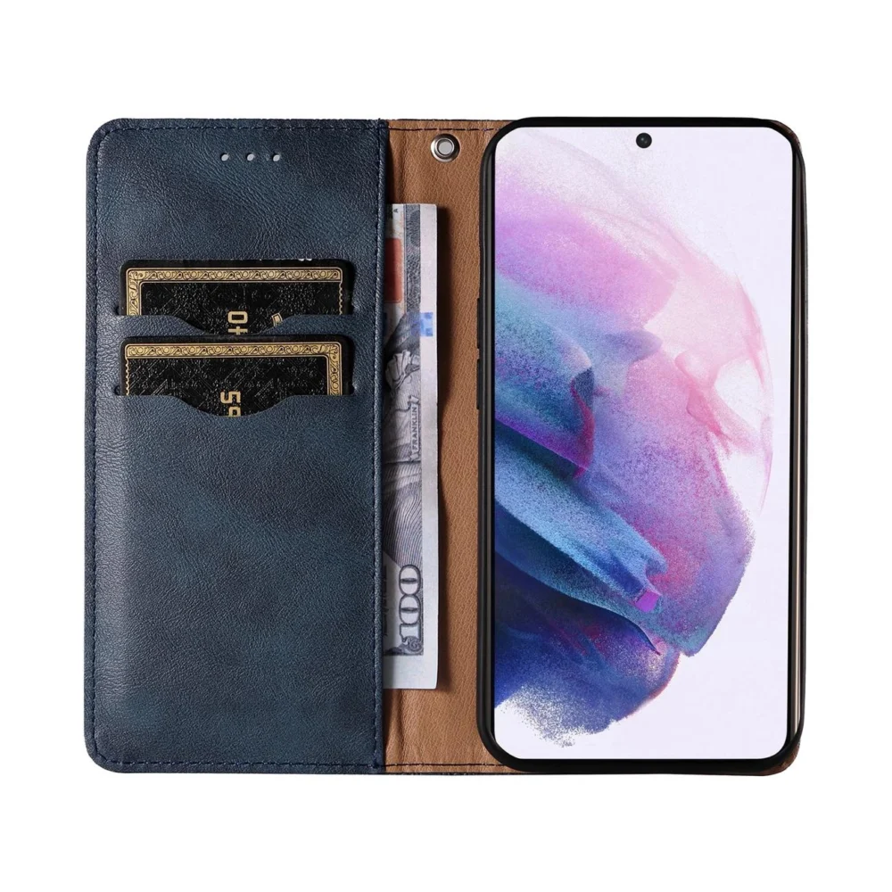 Magnet Strap Case Case for Samsung Galaxy S22 Pouch Wallet + Mini Lanyard Pendant Blueeng