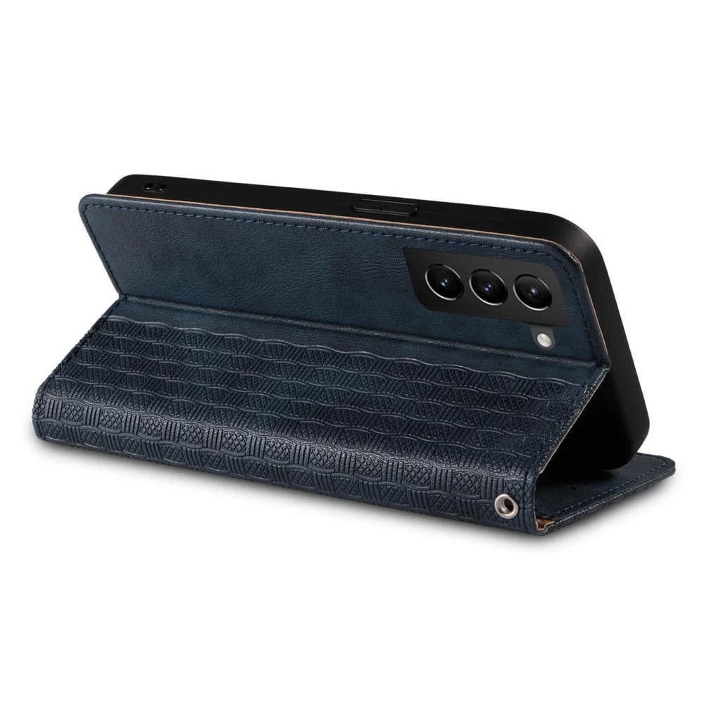 Magnet Strap Case Case for Samsung Galaxy S22 + (S22 Plus) Pouch Wallet + Mini Lanyard Pendant Blueeng