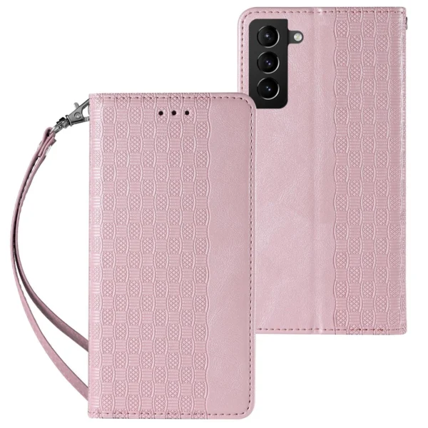 Magnet Strap Case Case for Samsung Galaxy S22 + (S22 Plus) Pouch Wallet + Mini Lanyard Pendant Pinkeng