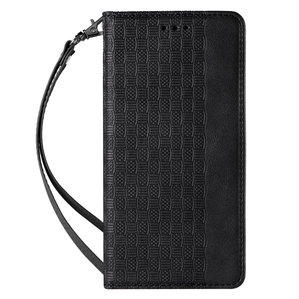 Magnet Strap Case Case for Samsung Galaxy S22 Ultra Pouch Wallet + Mini Lanyard Pendant Blackeng
