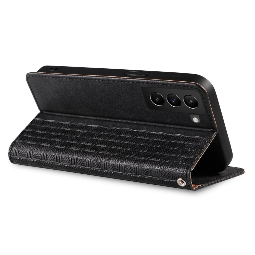 Magnet Strap Case Case for Samsung Galaxy S22 Ultra Pouch Wallet + Mini Lanyard Pendant Blackeng