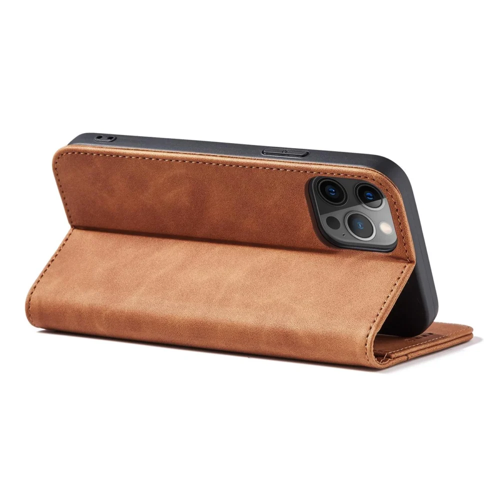 Magnet Fancy Case Case for iPhone 12 Pro Pouch Card Wallet Card Stand Browneng