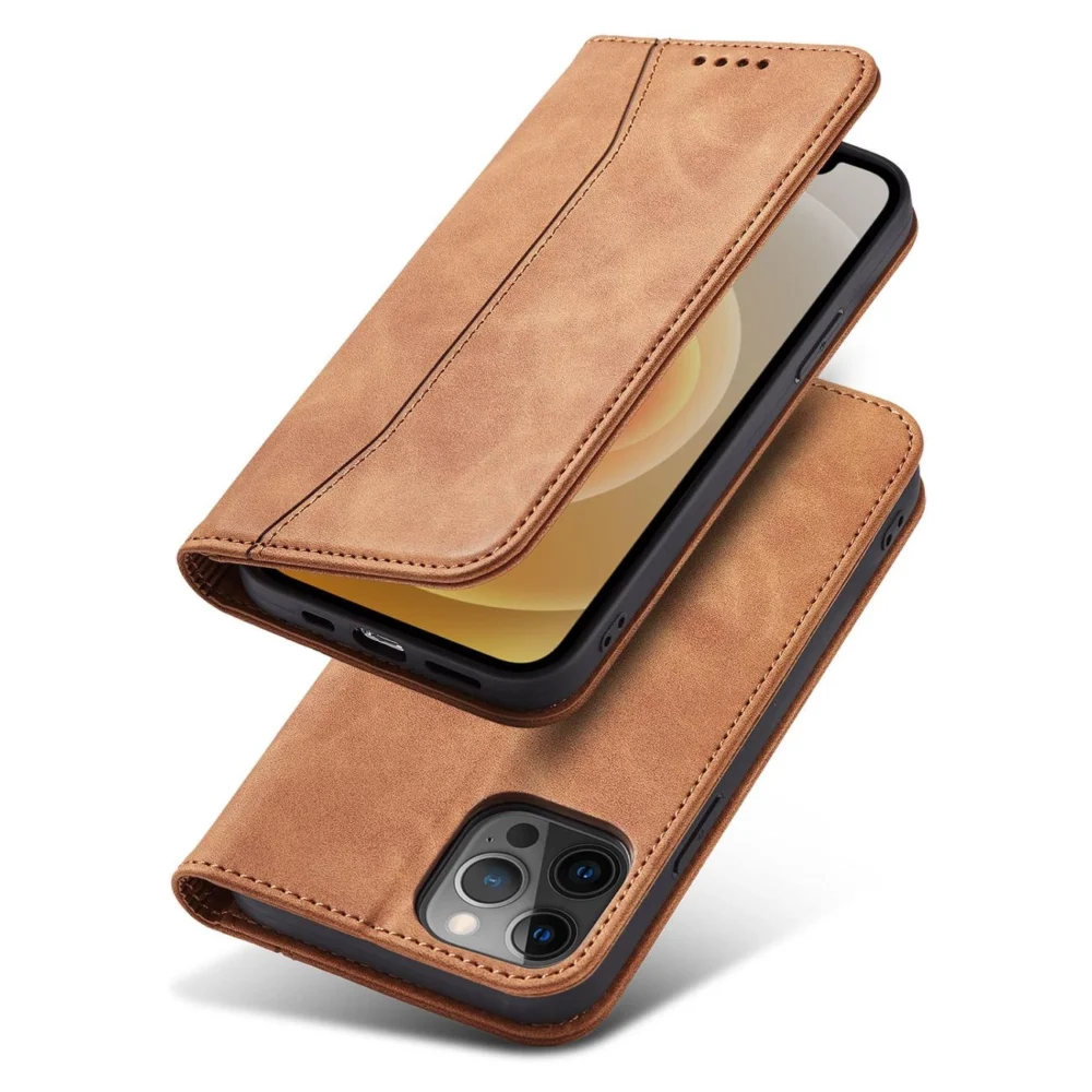 Magnet Fancy Case Case for iPhone 12 Pro Pouch Card Wallet Card Stand Browneng
