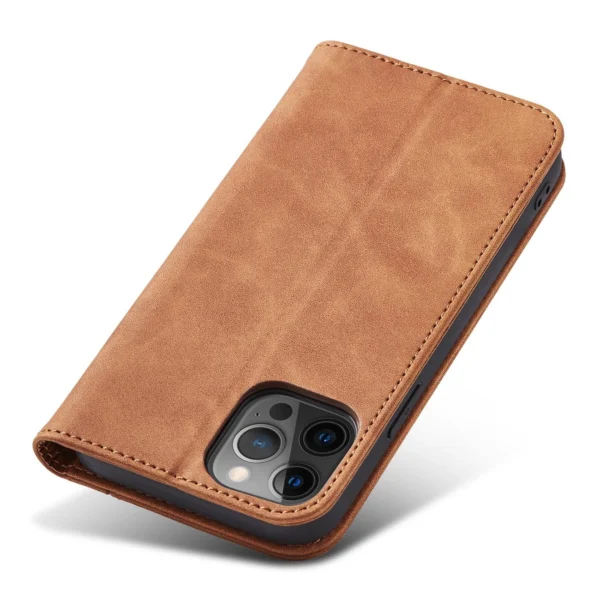 Magnet Fancy Case Case for iPhone 12 Pro Pouch Card Wallet Card Stand Browneng