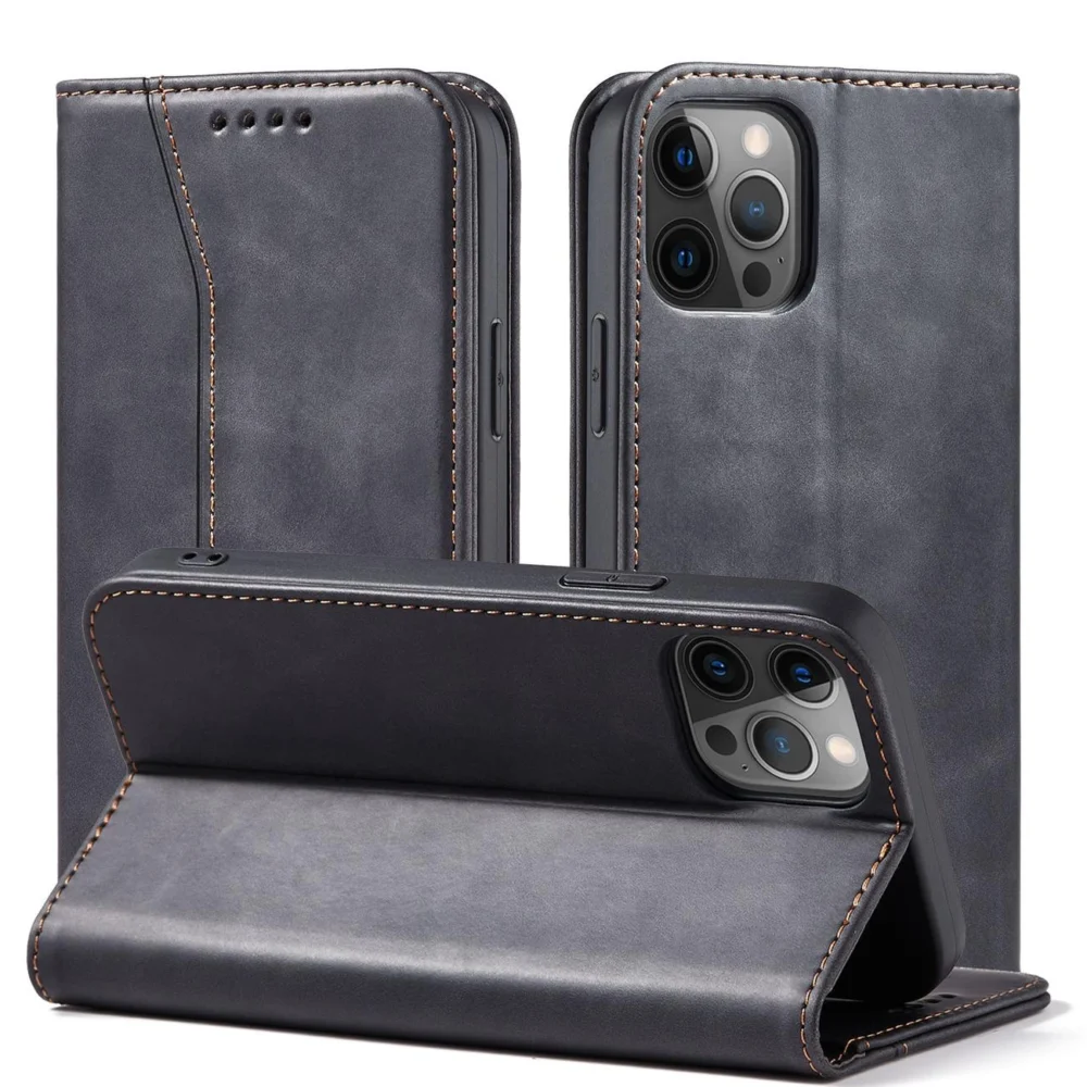 Magnet Fancy Case Case for iPhone 12 Pro Max Pouch Wallet Card Holder Blackeng