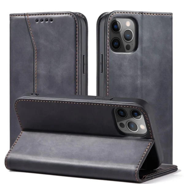 Magnet Fancy Case Case for iPhone 12 Pro Max Pouch Wallet Card Holder Blackeng