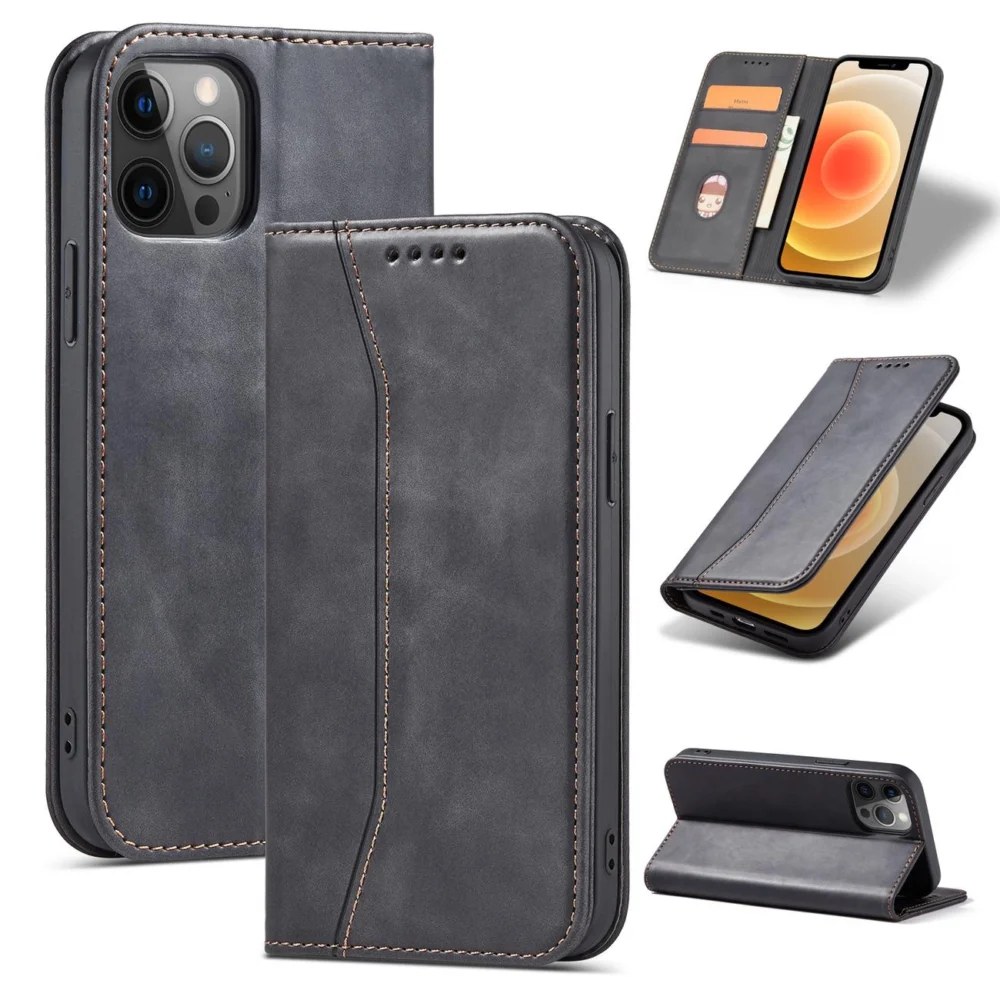 Magnet Fancy Case Case for iPhone 12 Pro Max Pouch Wallet Card Holder Blackeng