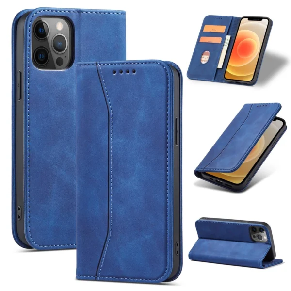 Magnet Fancy Case Case for iPhone 12 Pro Max Pouch Card Wallet Card Stand Blueeng