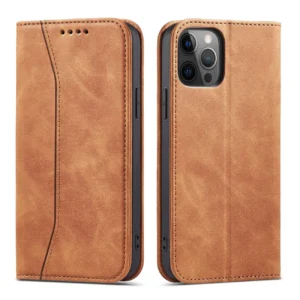 Magnet Fancy Case Case for iPhone 12 Pro Max Pouch Wallet Card Holder Browneng
