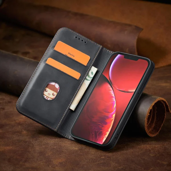 Magnet Fancy Case Case for iPhone 13 Pro Max Pouch Wallet Card Holder Blackeng