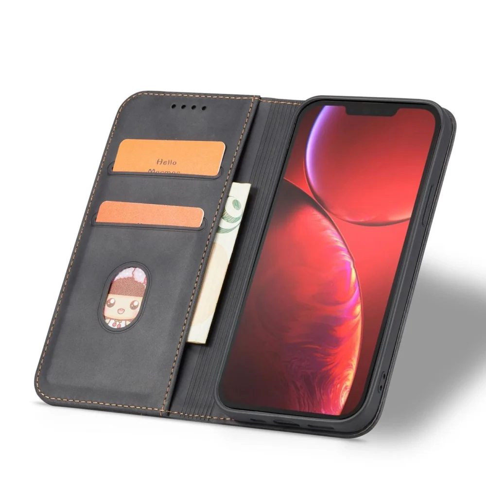 Magnet Fancy Case Case for iPhone 13 Pro Max Pouch Wallet Card Holder Blackeng