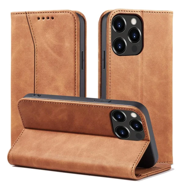 Magnet Fancy Case Case for iPhone 13 Pro Max Pouch Card Wallet Card Holder Browneng