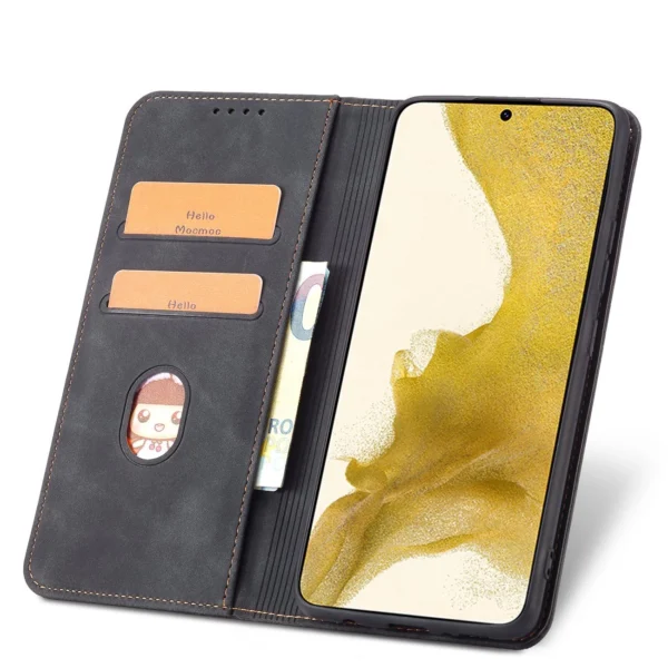 Magnet Fancy Case Case for Samsung Galaxy S22 + (S22 Plus) Pouch Wallet Card Holder Blackeng