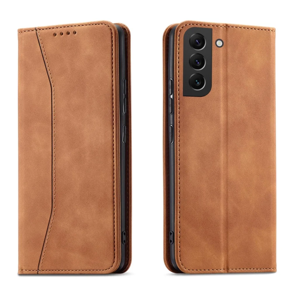 Magnet Fancy Case Case for Samsung Galaxy S22 + (S22 Plus) Pouch Wallet Card Holder Browneng