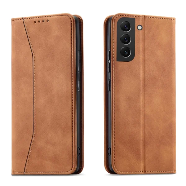 Magnet Fancy Case Case for Samsung Galaxy S22 + (S22 Plus) Pouch Wallet Card Holder Browneng
