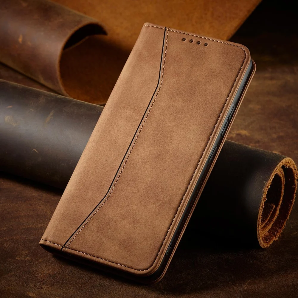 Magnet Fancy Case Case for Samsung Galaxy S22 + (S22 Plus) Pouch Wallet Card Holder Browneng