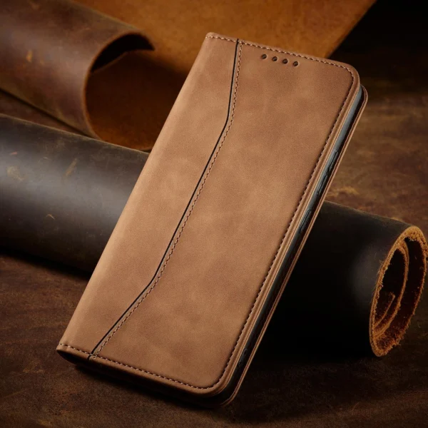 Magnet Fancy Case Case for Samsung Galaxy S22 + (S22 Plus) Pouch Wallet Card Holder Browneng