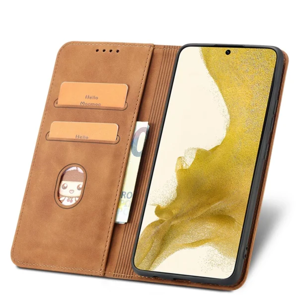 Magnet Fancy Case Case for Samsung Galaxy S22 + (S22 Plus) Pouch Wallet Card Holder Browneng