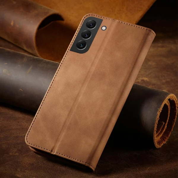 Magnet Fancy Case Case for Samsung Galaxy S22 + (S22 Plus) Pouch Wallet Card Holder Browneng