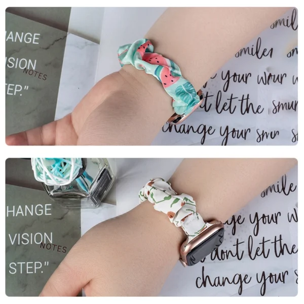 Fabric band for Apple Watch 42 / 44 / 45 mm strap bracelet rubber band - watermeloneng