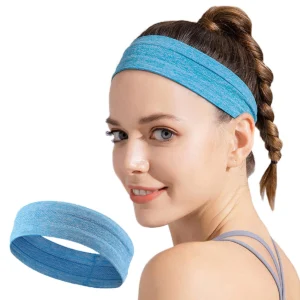 Elastic fabric headband for running fitness blueeng
