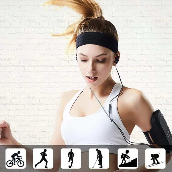 Elastic fabric headband for running fitness blueeng