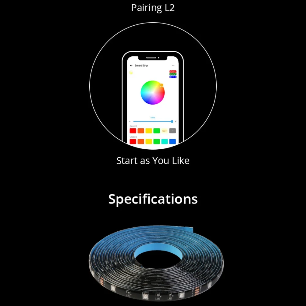 Sonoff L2-2M kit intelligent waterproof LED strip 2m RGB remote control Wi-Fi power supplyeng