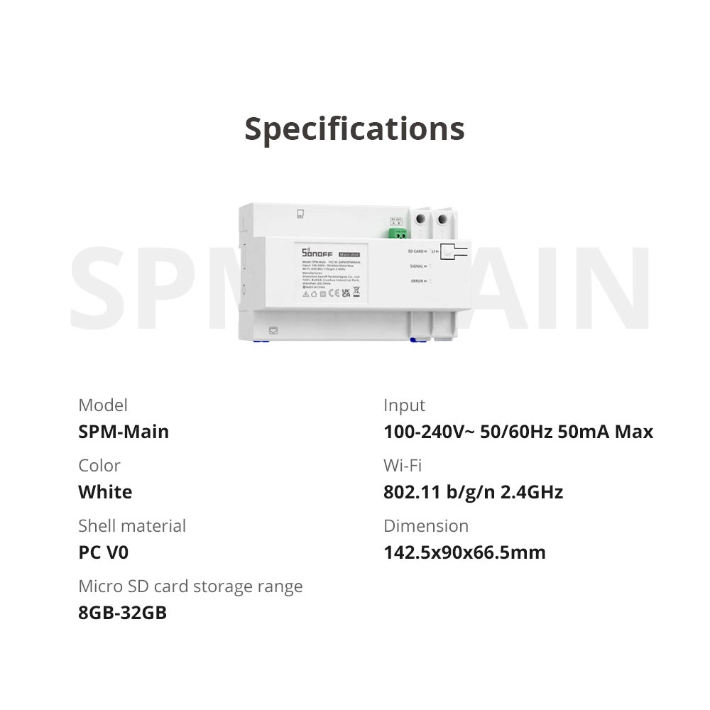 Sonoff SPM-Main smart switch Wi-Fi / Ethernet power metereng