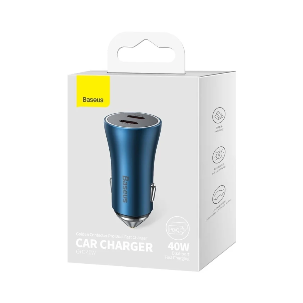 Baseus Golden Contactor Pro car charger 2x USB-C 40W blue (CGJP000003)eng