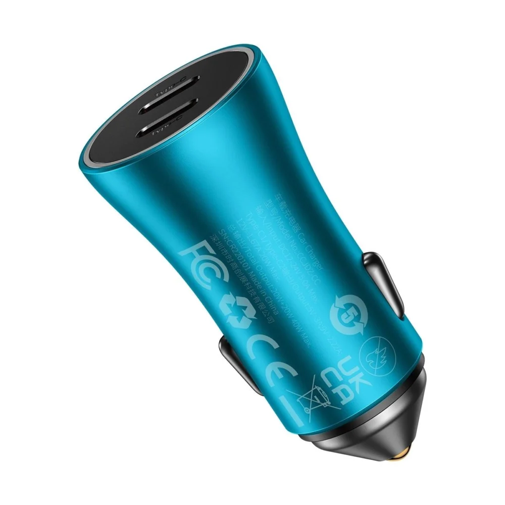 Baseus Golden Contactor Pro car charger 2x USB-C 40W blue (CGJP000003)eng