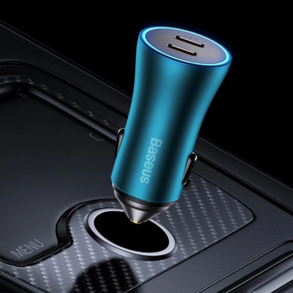 Baseus Golden Contactor Pro car charger 2x USB-C 40W blue (CGJP000003)eng