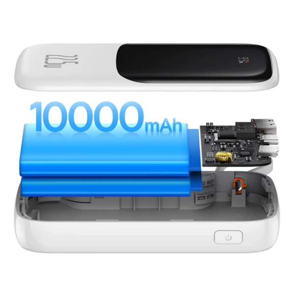 Baseus Qpow power bank 10000mAh built-in USB Type-C cable 22.5W Quick Charge SCP AFC FCP white (PPQD020102)eng