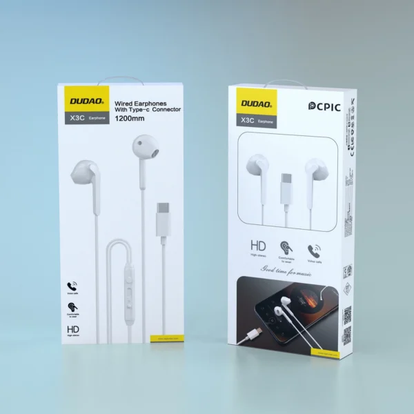 Dudao X3C In-Ear Wired USB-C Headphones 1.2m - Whiteeng