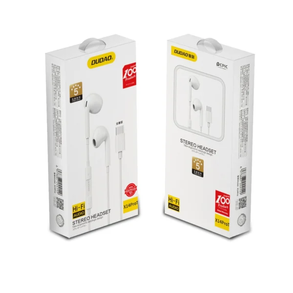 Dudao in-ear headphones with USB Type-C connector white (X14PROT)eng