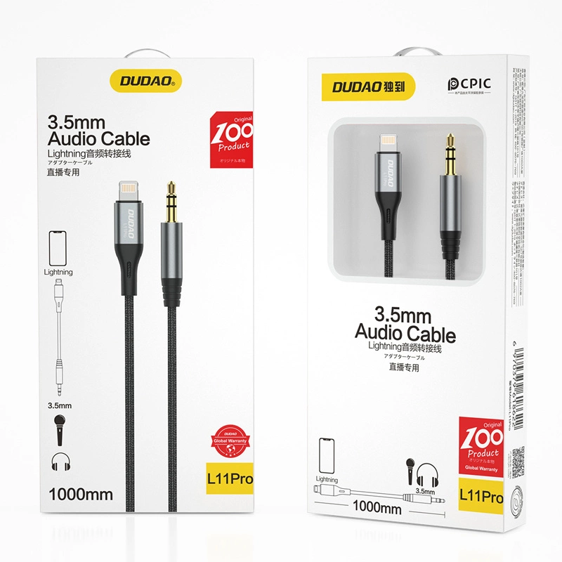 Dudao audio cable Lightning - mini jack 3.5mm 1m gray (L11PRO)eng