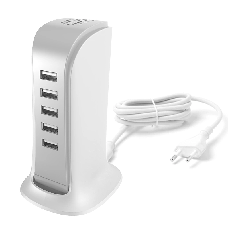 Dudao 5x USB charger with built-in EU power cable white (A5EU)eng