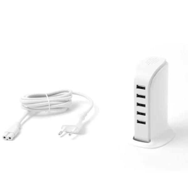 Dudao 5x USB charger with built-in EU power cable white (A5EU)eng