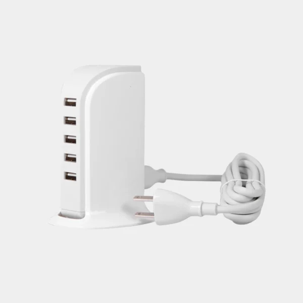 Dudao 5x USB charger with built-in EU power cable white (A5EU)eng