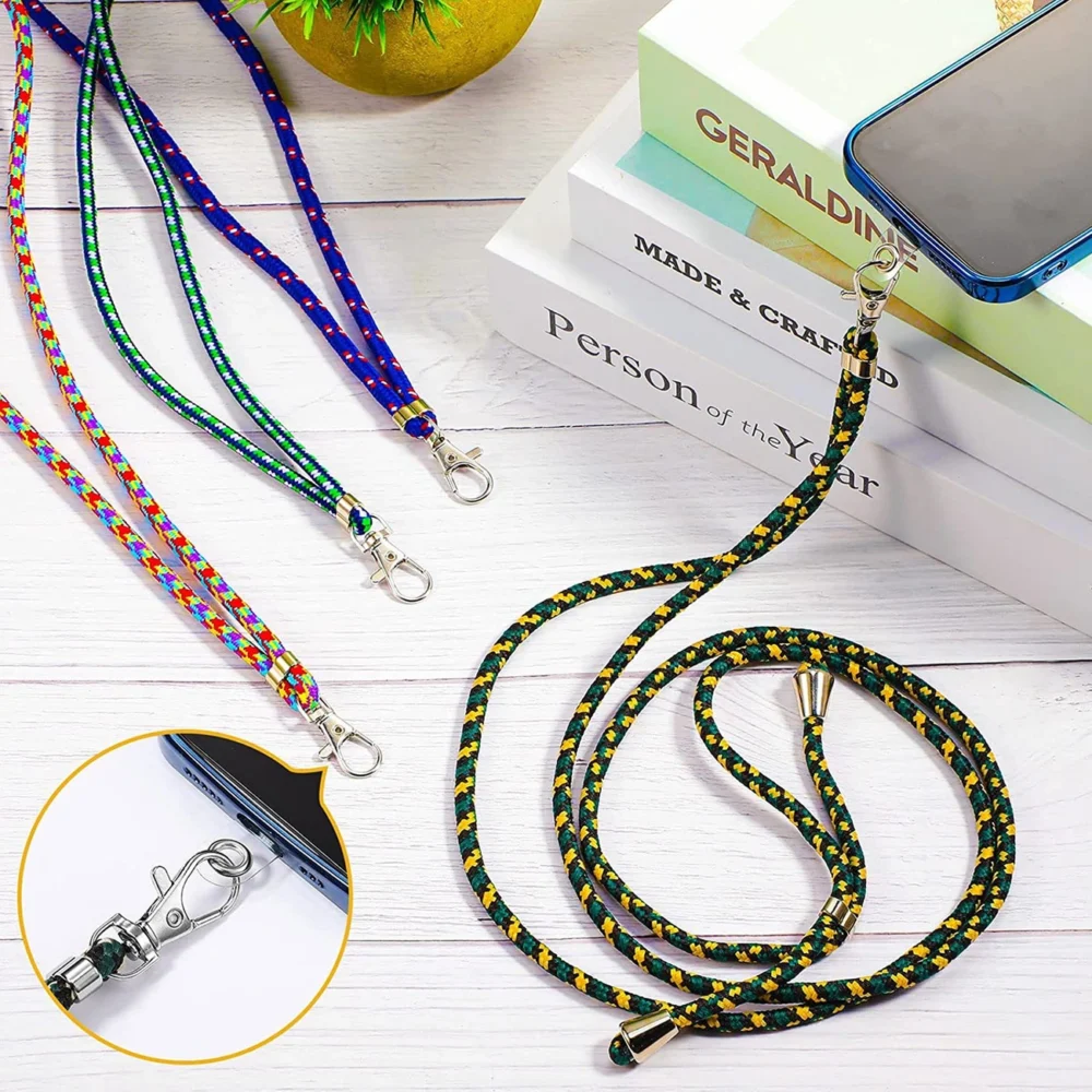 Stylish cord lanyard with inlay for the phone of the keys, pattern 4eng