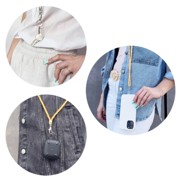 Stylish cord lanyard with inlay for the phone of the keys, pattern 4eng