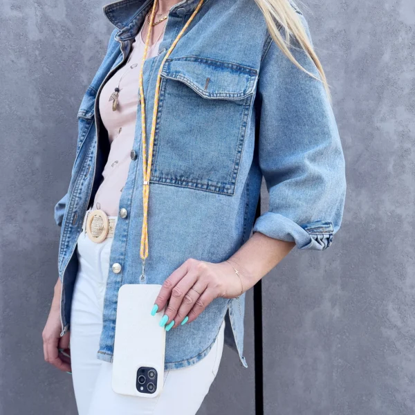 Stylish cord lanyard with inlay for the phone of the keys, pattern 4eng