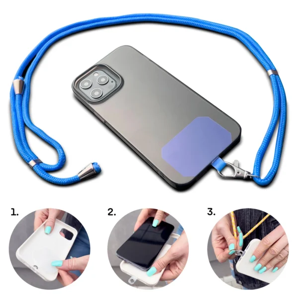 Stylish cord lanyard with inlay for the phone of the keys, pattern 4eng