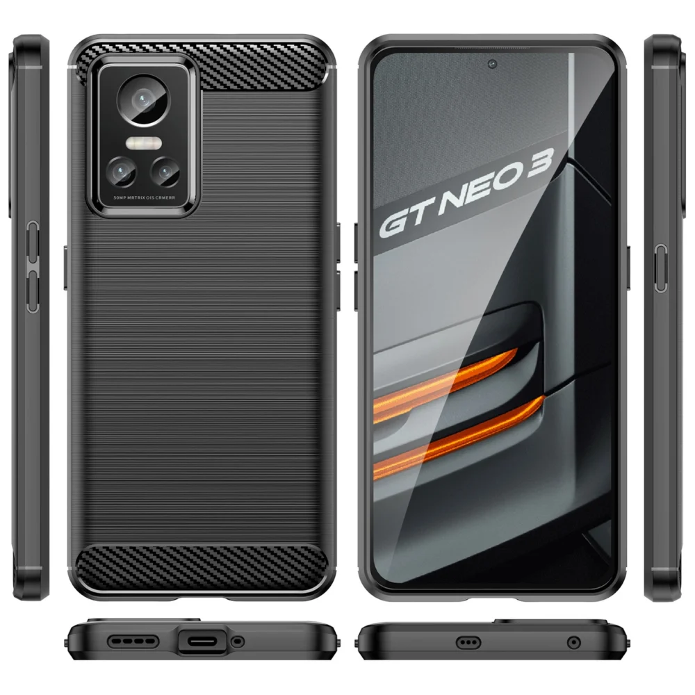 Carbon Case Flexible cover for Realme GT Neo 3 blackeng