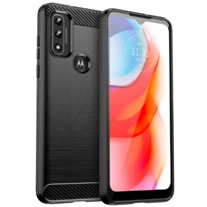 Carbon Case Flexible Cover Sleeve Motorola Moto G Play 2022 blackeng