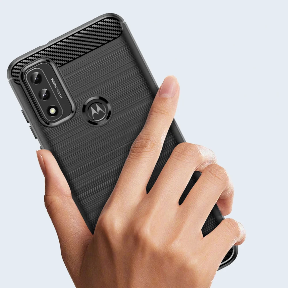 95456_2 Carbon Case Flexible Cover Sleeve Motorola Moto G Play 2022 blackeng