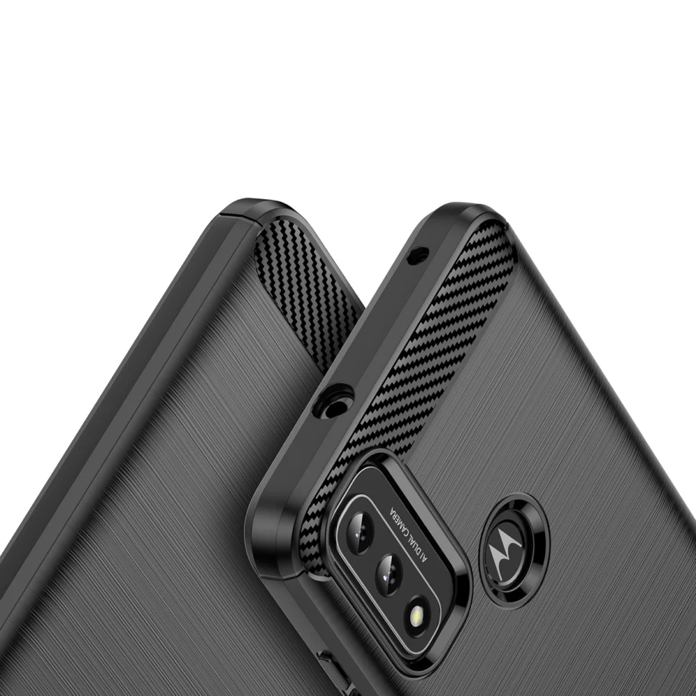 95456_4 Carbon Case Flexible Cover Sleeve Motorola Moto G Play 2022 blackeng
