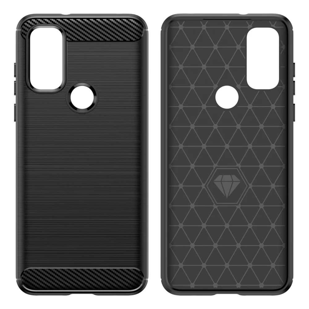 95456_5 Carbon Case Flexible Cover Sleeve Motorola Moto G Play 2022 blackeng